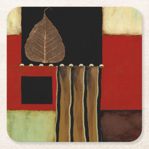 Mehrfarbige Platten-Malerei mit Brown-Blatt Rechteckiger Pappuntersetzer