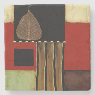 Mehrfarbige Platten-Malerei mit Brown-Blatt Steinuntersetzer