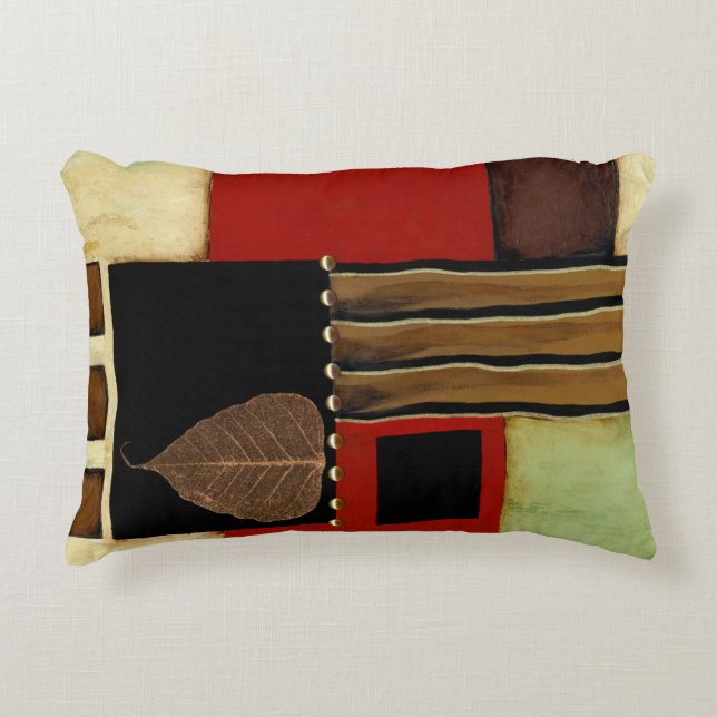 Mehrfarbige Platten-Malerei mit Brown-Blatt Zierkissen (Vorderseite)