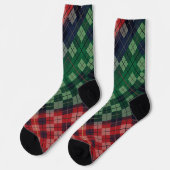 Mehrfarbige PNW-Grunge-Karodesign Socken (Linkes Detail)