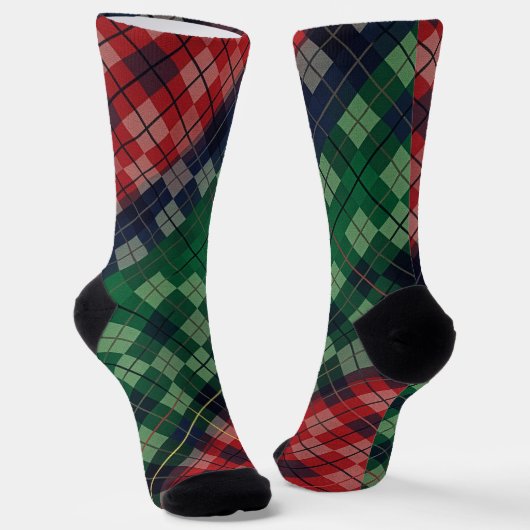 Mehrfarbige PNW-Grunge-Karodesign Socken (Gewinkelt)