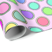 mehrfarbige Polka-Punkte auf blassrosa Hintergrund Geschenkpapier (Rolleneckpunkt)