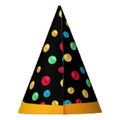 mehrfarbige Polka-Punkte auf schwarz Partyhütchen (Rückseite)