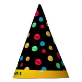 mehrfarbige Polka-Punkte auf schwarz Partyhütchen (Rechts)