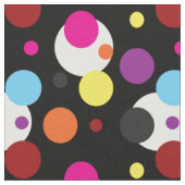 Mehrfarbige Polka-Punkte auf schwarz Stoff (Nahaufnahme)