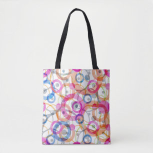 mehrfarbige Polka-Punkte, Kreise auf weiß Tasche