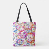 mehrfarbige Polka-Punkte, Kreise auf weiß Tasche (Rückseite)