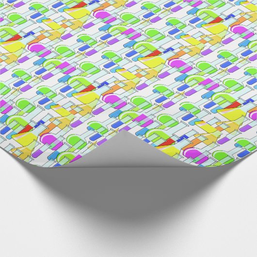 Mehrfarbige Prüfröhren Geschenkpapier (Ecke)