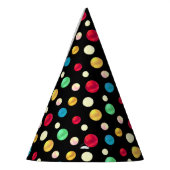 mehrfarbige Punkte am Schwarzen Geburtstag Partyhütchen (Links)