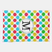 Mehrfarbige Punkte individuell monogrammierte Golf Geschirrtuch (Horizontal)