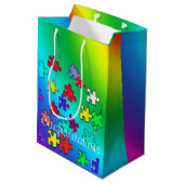 Mehrfarbige Puzzlespiele Mittlere Geschenktüte (Rückseite Schrägansicht)