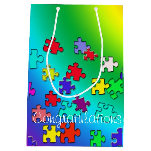 Mehrfarbige Puzzlespiele Mittlere Geschenktüte (Rückseite)