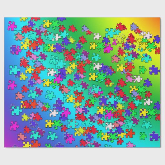 Mehrfarbige Puzzlestücke Geschenkpapier (Flach)