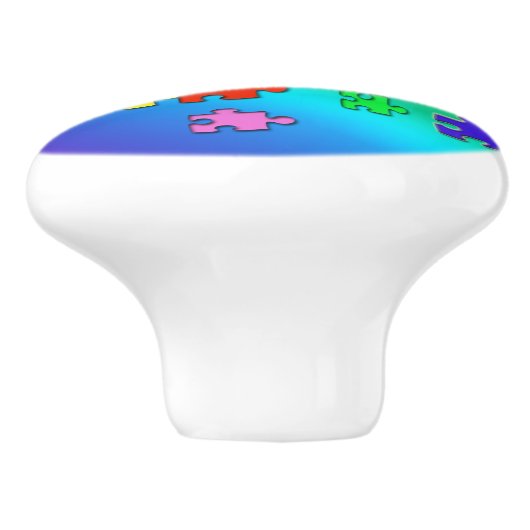 Mehrfarbige Puzzlestücke Keramikknauf (Seitenansicht)