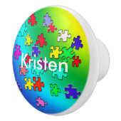 Mehrfarbige Puzzlestücke Keramikknauf (Rechts)