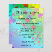 mehrfarbige Puzzleteile Einladung (Vorne/Hinten)