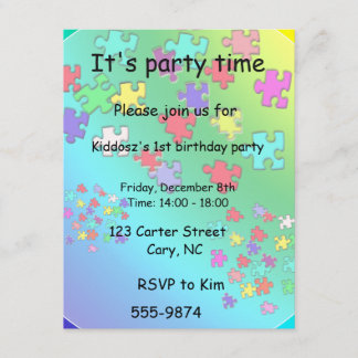 mehrfarbige Puzzleteile Einladung