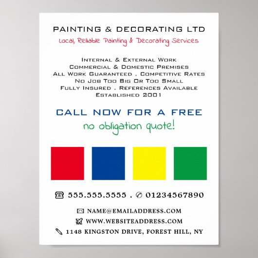 Mehrfarbige Quadrate, Maler und Dekorator Poster (Vorne)