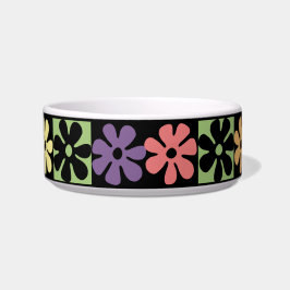 Mehrfarbige Retro Daisies Pet Bowl aus den 70er Ja Napf