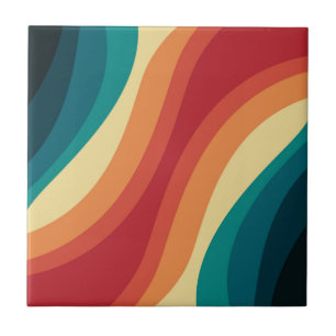 Mehrfarbige Retro-Wellendesign Fliese