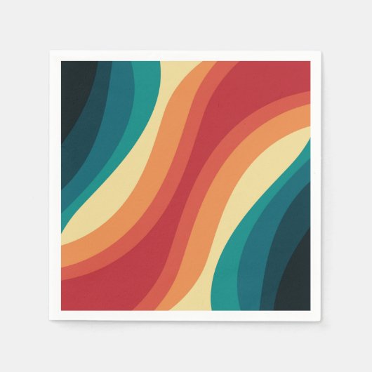 Mehrfarbige Retro-Wellendesign Serviette (Vorderseite)
