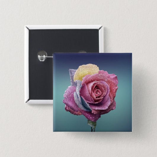 mehrfarbige Rose Button (Vorne & Hinten)