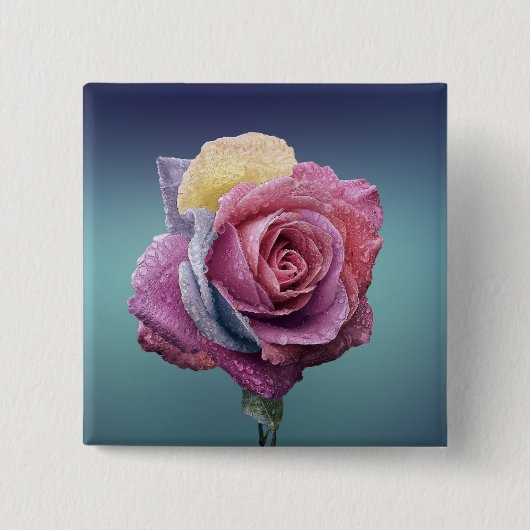 mehrfarbige Rose Button (Vorderseite)