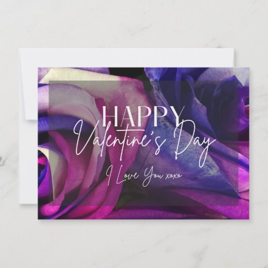 Mehrfarbige Rose - Happy Valentine Day Card Einladung (Vorderseite)