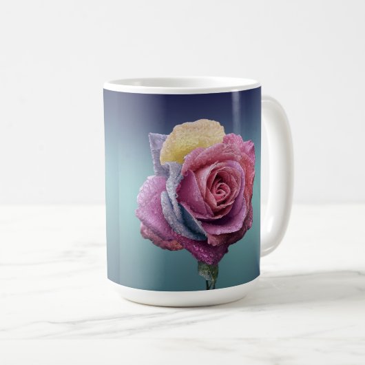 Mehrfarbige Rose Kaffeetasse (VorderseiteRechts)