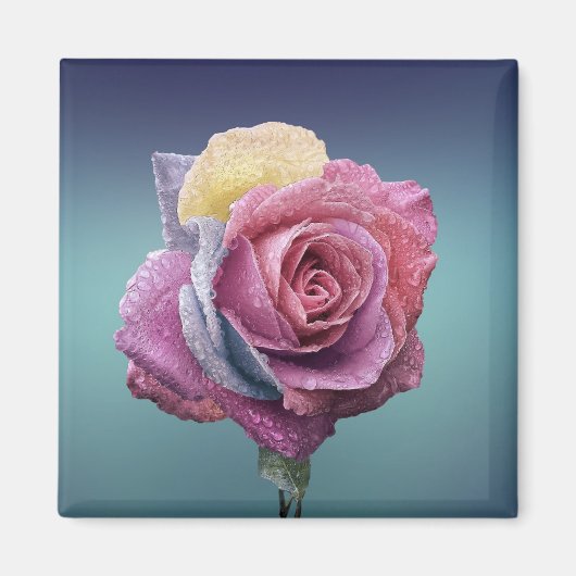 mehrfarbige Rose Magnet (Vorne)