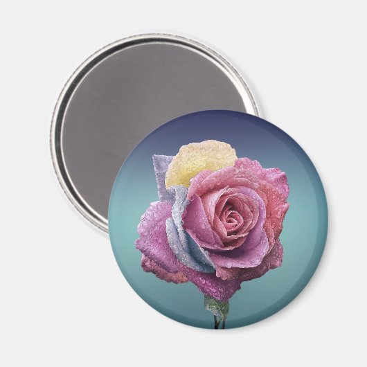 mehrfarbige Rose Magnet (Vorderseite/Rückseite)