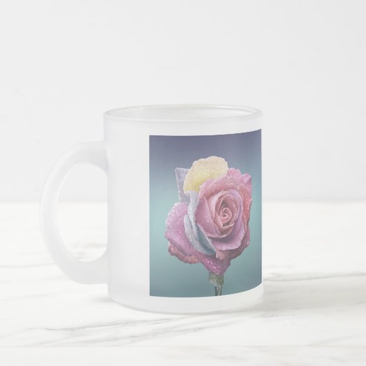 Mehrfarbige Rose Mattglastasse (Links)