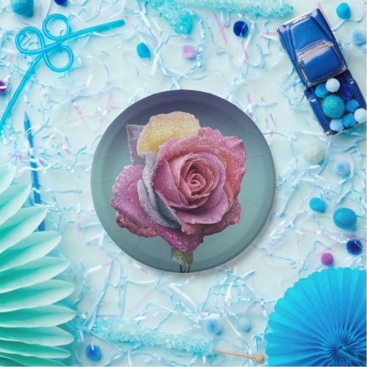 mehrfarbige Rose Pappteller (Party)