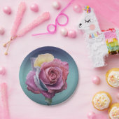 mehrfarbige Rose Pappteller (Party)