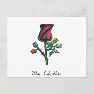Mehrfarbige Rose Postkarte