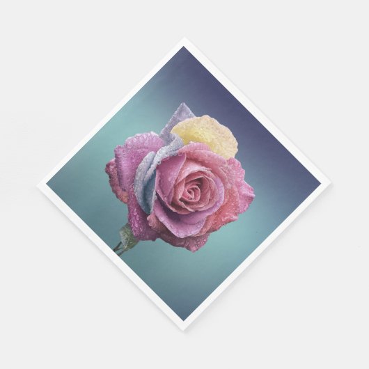 mehrfarbige Rose Serviette (Ecke)