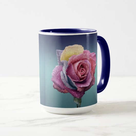 Mehrfarbige Rose Tasse (VorderseiteRechts)
