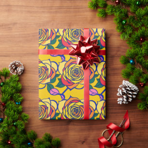 Mehrfarbige Rosen in einem Pop-Art-Stil Geschenkpapier
