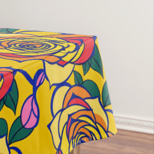 Mehrfarbige Rosen in einem Pop-Art-Stil Tischdecke