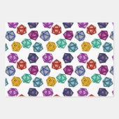 Mehrfarbige RPG D20-Würfel Geschenkpapier Set (Vorderseite)