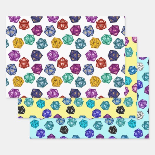 Mehrfarbige RPG D20-Würfel Geschenkpapier Set (Set)