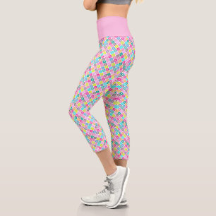 Mehrfarbige rustikale Blumenmuster auf Weiß  Capri Leggings