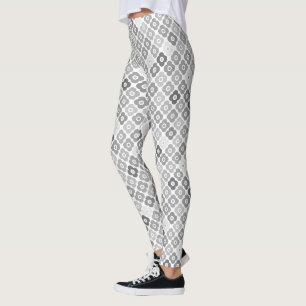 Mehrfarbige rustikale Blumenmuster auf Weiß Leggings