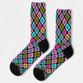 Mehrfarbige rustikale Blumenmuster auf Weiß Socken (Linkes Detail)