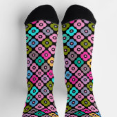Mehrfarbige rustikale Blumenmuster auf Weiß Socken (Oben)