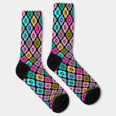 Mehrfarbige rustikale Blumenmuster auf Weiß Socken (Rechts)