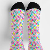 Mehrfarbige rustikale Blumenmuster auf Weiß Socken (Oben)