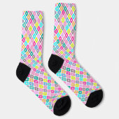 Mehrfarbige rustikale Blumenmuster auf Weiß Socken (Rechts)