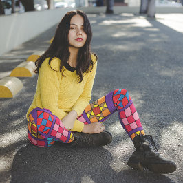 Mehrfarbige Samplerblöcke Leggings