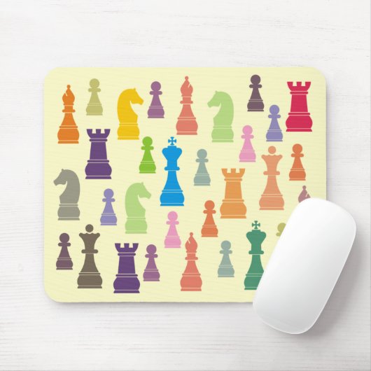 Mehrfarbige Schachstücke Mousepad (Mit Mouse)